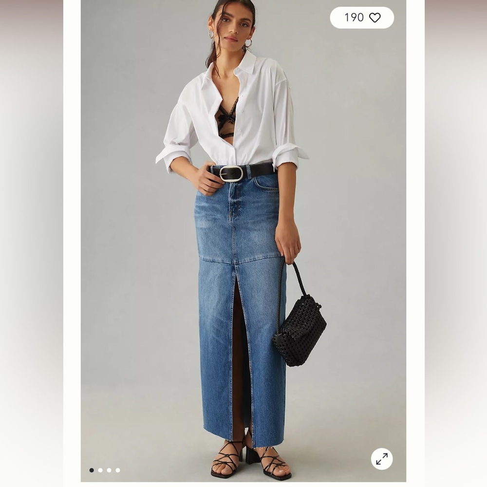 Reformation Tazz Maxi Denim Skirt w/ Front Slit